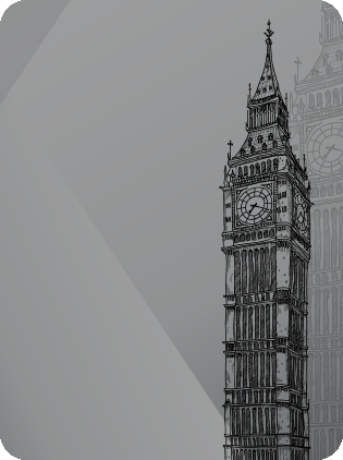 Grayscale sketch of the Big Ben clock tower.